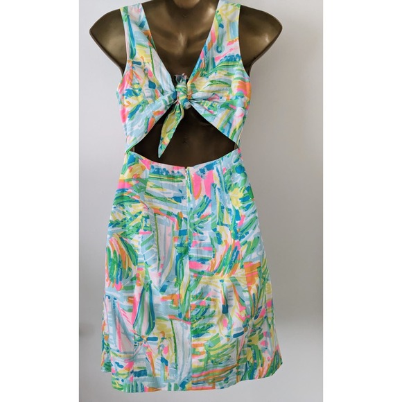 Lilly Pulitzer Sz 0 COURTNEY Sea Salt & Sun Bold Print Dress - Picture 5 of 10